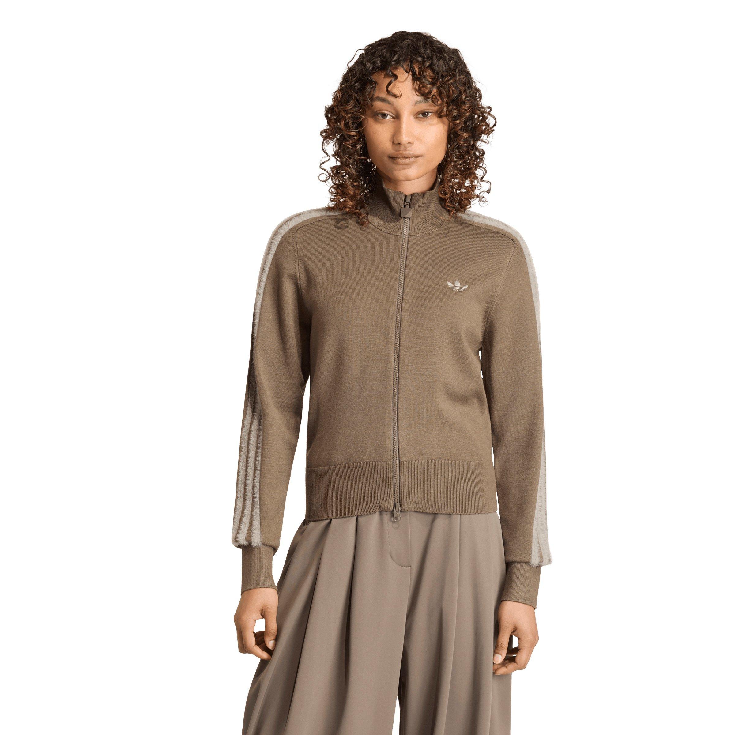 adidas Originals Women's Firebird Knit Track Top - Brown - BROWN/SILVER